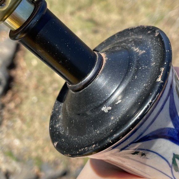 Antique Iznik Middle Eastern Pottery Glazed Faience Vase Cast Iron Loevsky Lamp - Picture 15 of 16